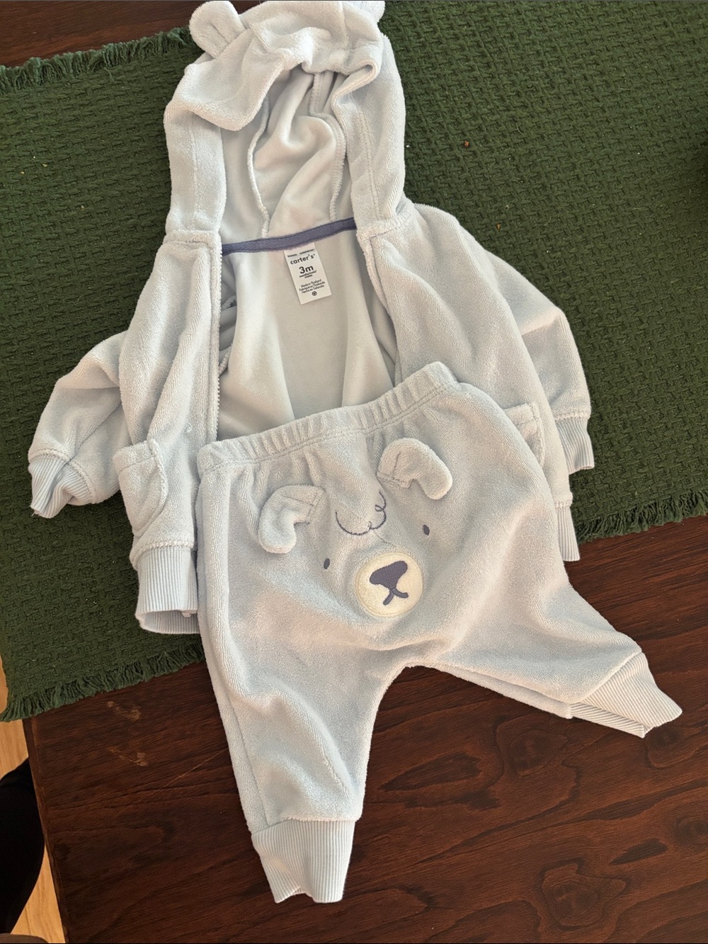 Cozy Light Blue Baby Bear Hoodie & Pants Set